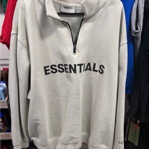 Essentials Men's Zip Up Sweater in Cream